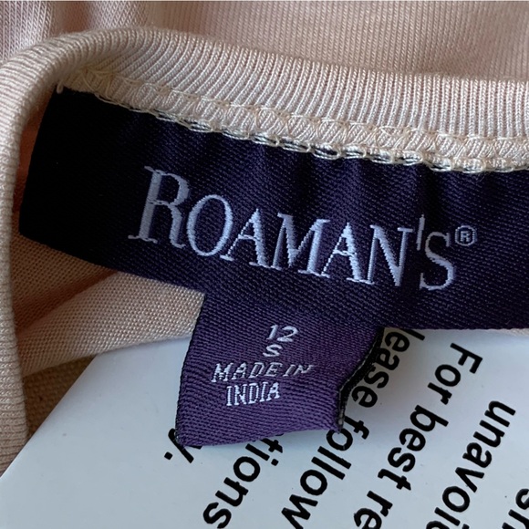 Roamans Fairy Asymmetric Hem Tank Top Blouse 12  Blush Pink Embroidered NWOT - Picture 8 of 9